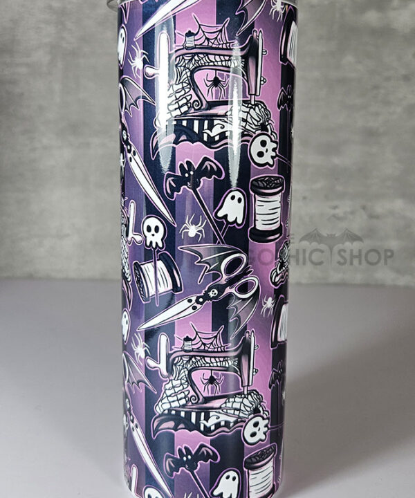 sew magical crafter's bright pink stripe gothic 20oz straight tumbler