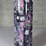sew magical crafter's bright pink stripe gothic 20oz straight tumbler