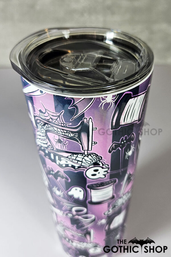 sew magical crafter's bright pink stripe gothic 20oz straight tumbler
