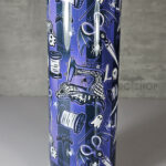 sew magical crafter's bright purple stripe gothic 20oz straight tumbler