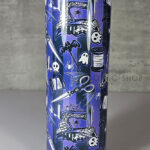 sew magical crafter's bright purple stripe gothic 20oz straight tumbler