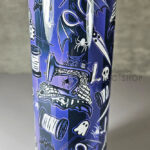 sew magical crafter's bright purple stripe gothic 20oz straight tumbler