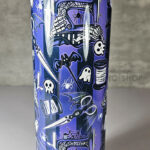 sew magical crafter's bright purple stripe gothic 20oz straight tumbler