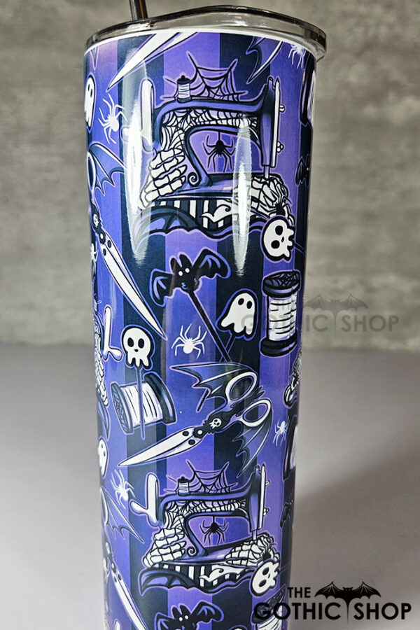 sew magical crafter's bright purple stripe gothic 20oz straight tumbler