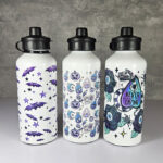 purple pumpkins & ghosts 600ml screw lid metal sports water bottle