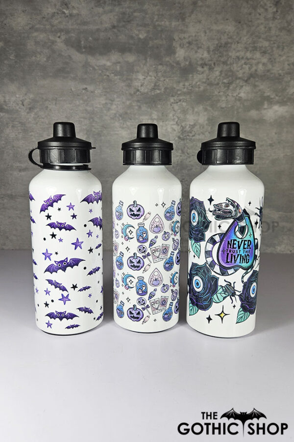 purple pumpkins & ghosts 600ml screw lid metal sports water bottle