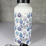 purple pumpkins & ghosts 600ml screw lid metal sports water bottle