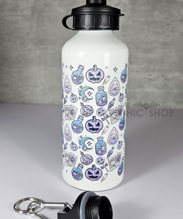 purple pumpkins & ghosts 600ml screw lid metal sports water bottle
