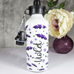 purple bats and stars 600ml screw lid water bottle with option to personalise