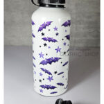 purple bats and stars 600ml screw lid metal sports water bottle