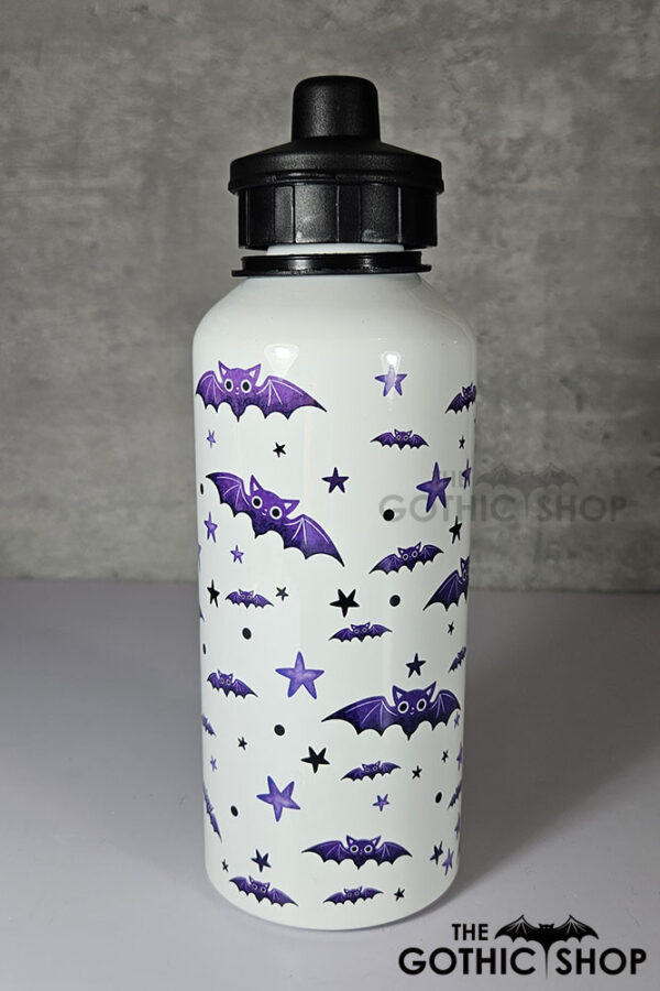 purple bats and stars 600ml screw lid metal sports water bottle