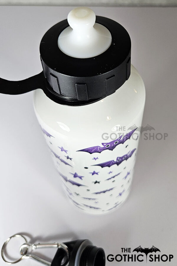 purple bats and stars 600ml screw lid metal sports water bottle