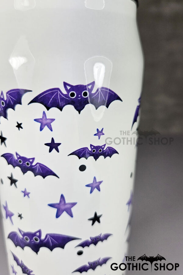 purple bats & stars gothic can style 425ml tumbler