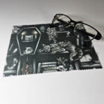 bookish babe grey tabby cat coffin bookshelves luxury screen, lens and glasses cloth second