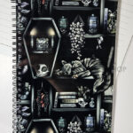witchy curios & grey cats coffin bookshelves a5 notebook journal