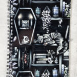 witchy curios & grey cats coffin bookshelves a5 notebook journal