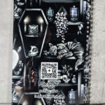 witchy curios & grey cats coffin bookshelves a5 notebook journal