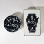 witchy curios & grey cats coffin bookshelves keepsake round tin