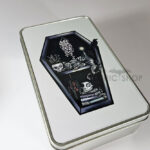witchy curios & grey cat coffin bookshelf rectangular tin