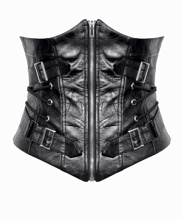 cw088 buckle faux leather corset by dark in love