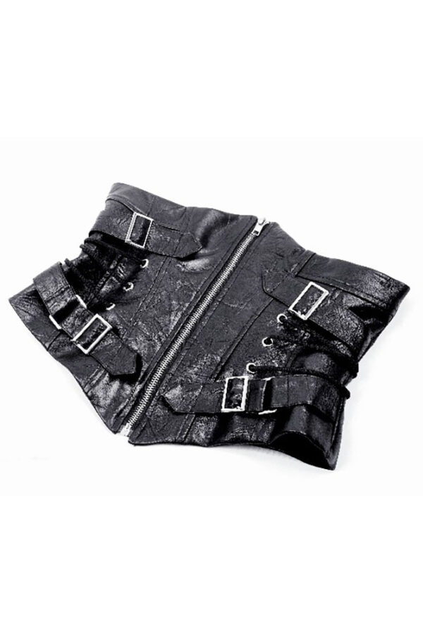 cw088 buckle faux leather corset by dark in love