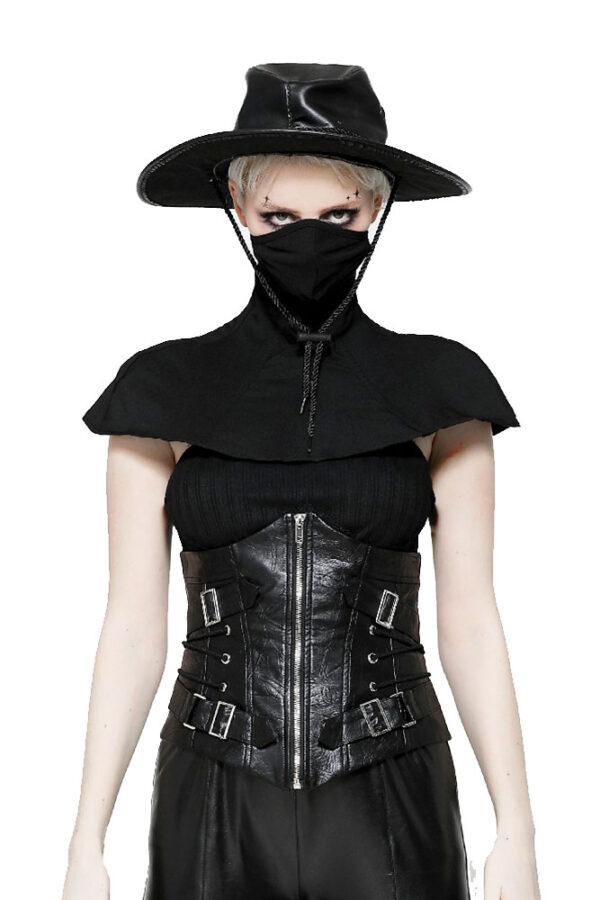 cw088 buckle faux leather corset by dark in love