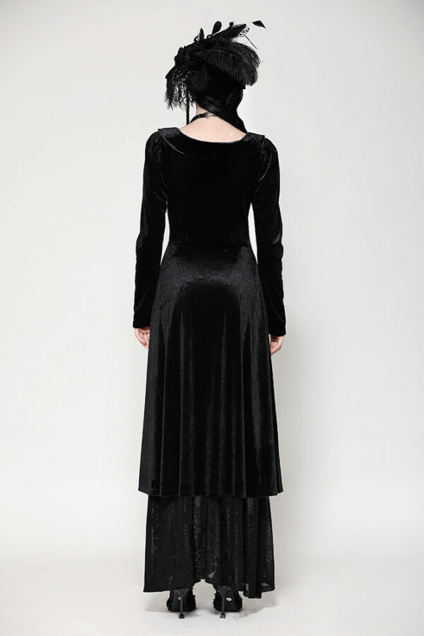 dw1057 long black gothic dress with bat wing collar by dark in love