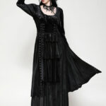 dw1057 long black gothic dress with bat wing collar by dark in love
