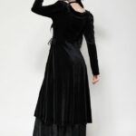 dw1057 long black gothic dress with bat wing collar by dark in love