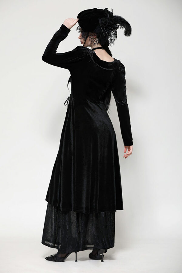 dw1057 long black gothic dress with bat wing collar by dark in love