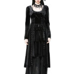 dw1057 long black gothic dress with bat wing collar by dark in love
