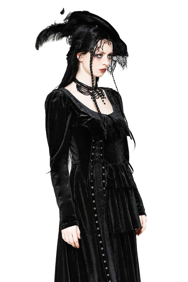 dw1057 long black gothic dress with bat wing collar by dark in love