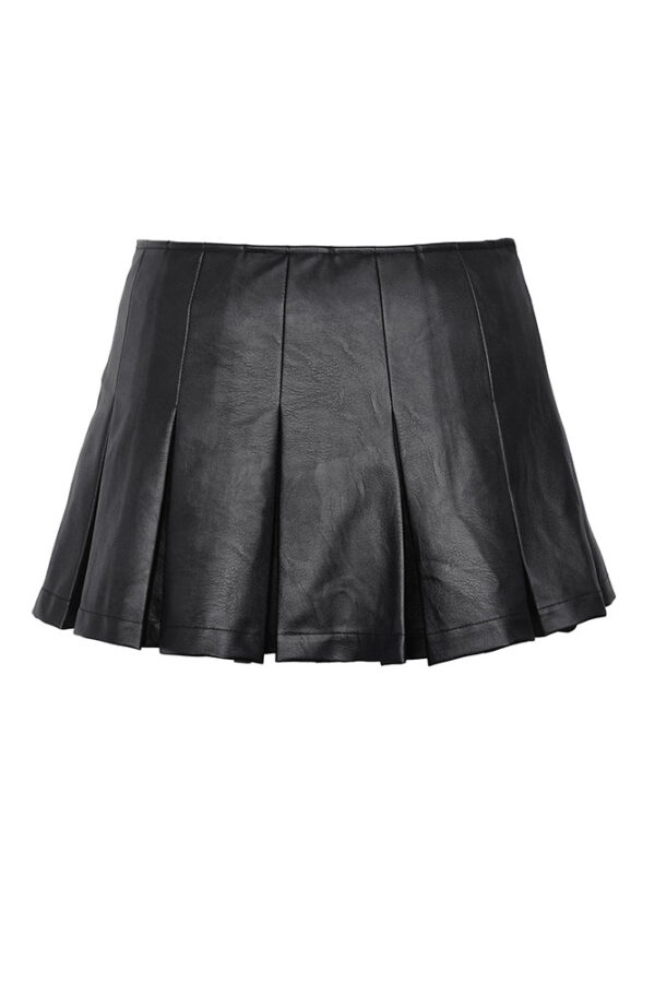 kw375 punk sassy girl black faux leather pleated mini skirt by dark in love