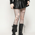kw375 punk sassy girl black faux leather pleated mini skirt by dark in love