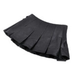 kw375 punk sassy girl black faux leather pleated mini skirt by dark in love