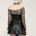 kw375 punk sassy girl black faux leather pleated mini skirt by dark in love