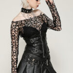 kw375 punk sassy girl black faux leather pleated mini skirt by dark in love