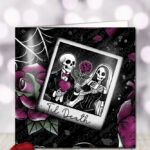 til death skeleton couple gothic birthday or valentine's greetings card