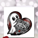 summon demons with me ghostie in heart gothic birthday or valentine's greetings card