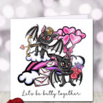 let's be batty together bat couple gothic birthday or valentine's greetings card