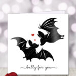 batty for you bat silhouettes & hearts gothic birthday or valentine's greetings card