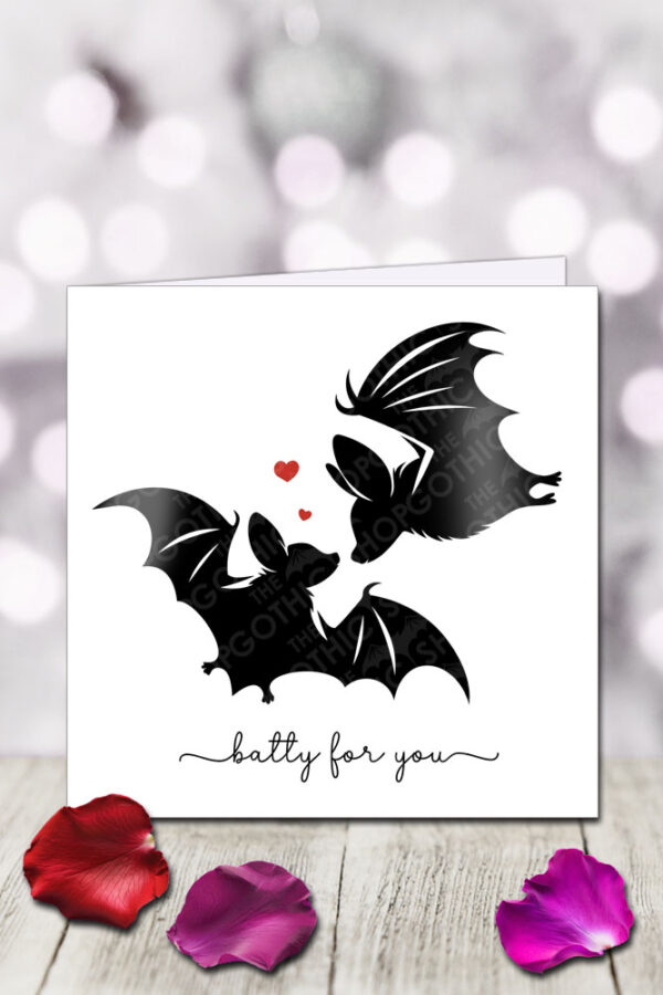 batty for you bat silhouettes & hearts gothic birthday or valentine's greetings card