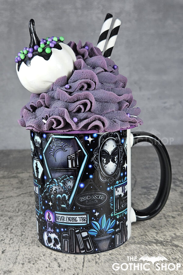 bookish nook spider bookshelves gothic mug gift