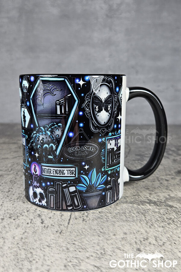 bookish nook spider bookshelves gothic mug gift
