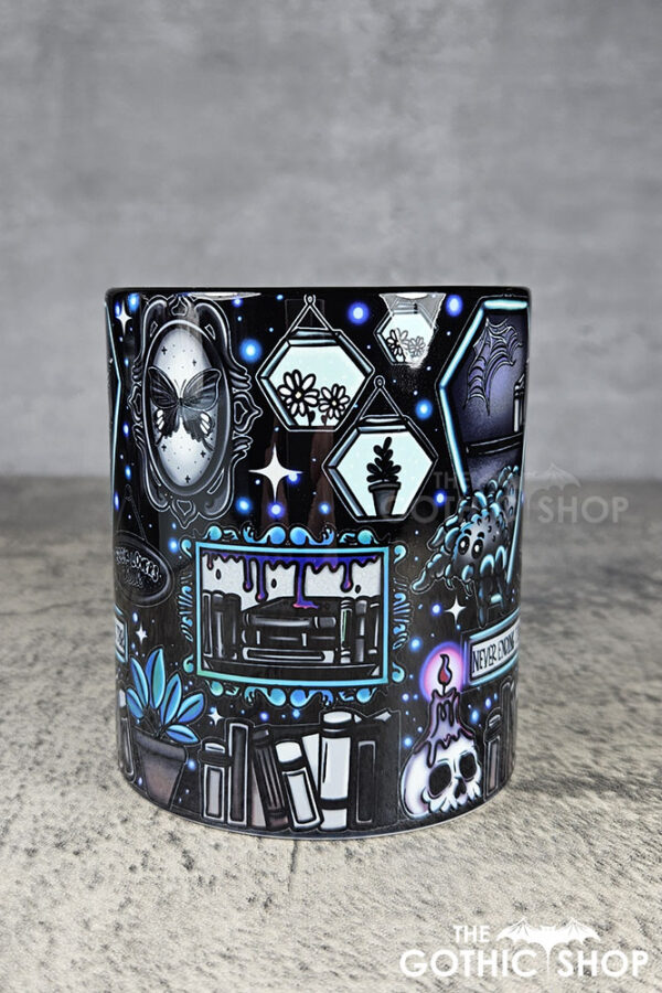 bookish nook spider bookshelves gothic mug gift