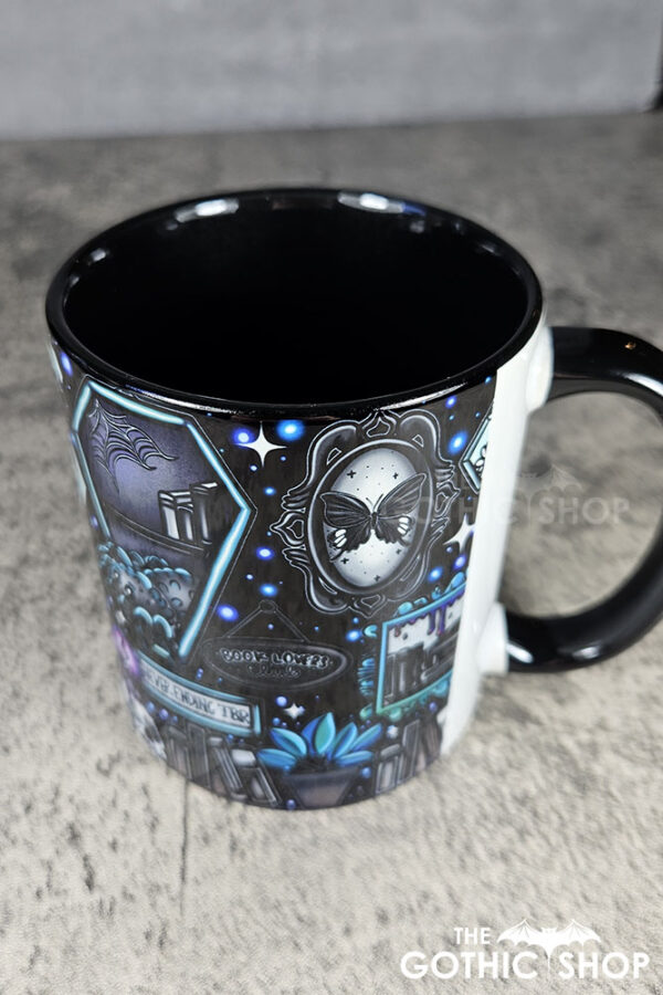 bookish nook spider bookshelves gothic mug gift