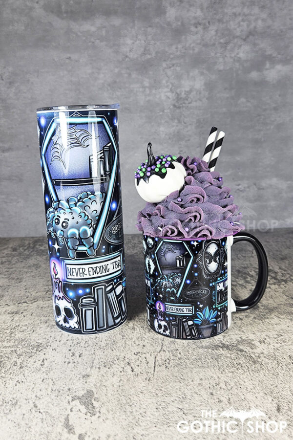 bookish nook spider bookshelves gothic mug gift