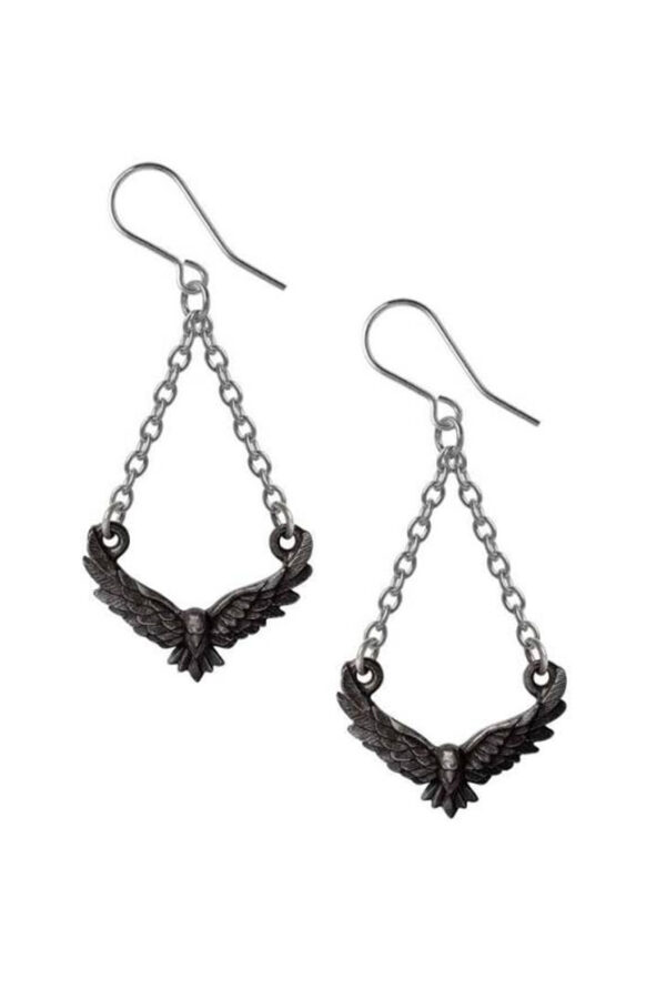 conspiracy raven earrings by alchemy gothic