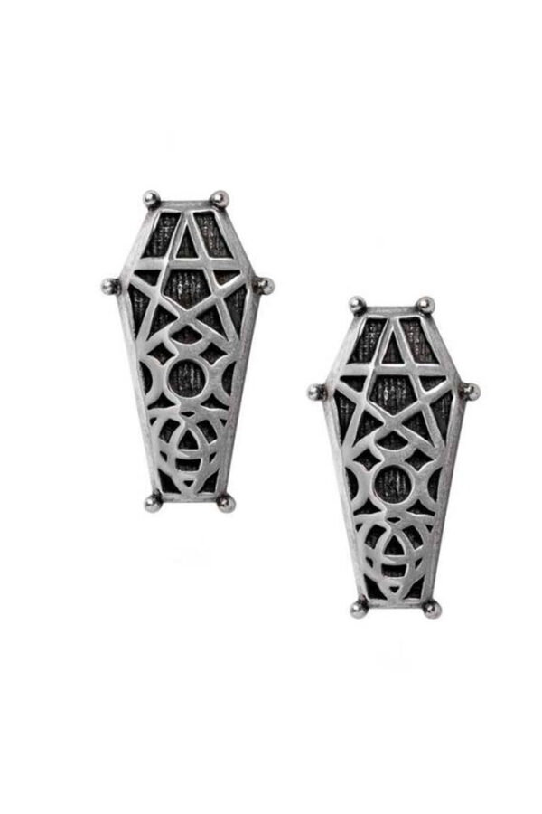 hex coffin stud earrings by alchemy gothic