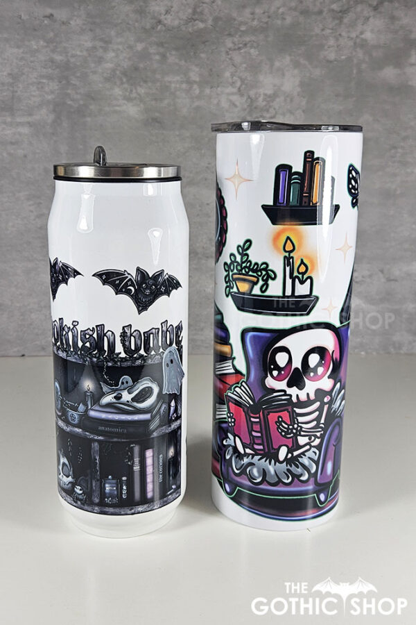 dead reader skeleton bookish gothic 20oz straight tumbler